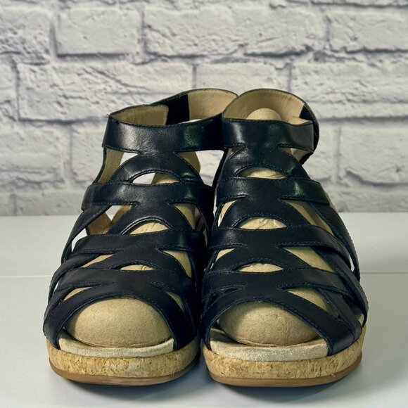 Dansko Cecily Black Leather Wedge Sandals – Size 40 (US 9.5-10) - Picture 3 of 7